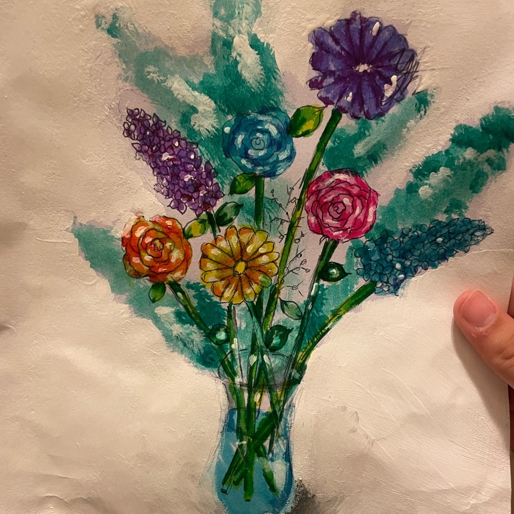 Vibrant Floral Art Print Floral original art 8.5x11”